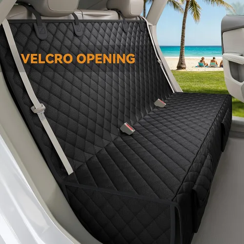Vista 4 de PETICON Funda de asiento de coche para perro para asiento trasero, funda de Negro