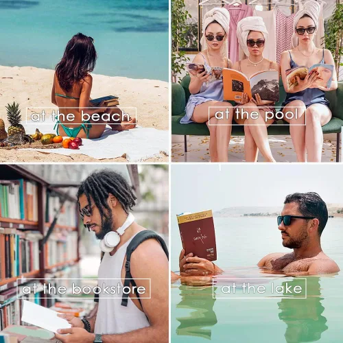 Vista 4 de proSPORT Gafas de lectura tintadas para lectores de gafas de sol semi sin montura cuadrada para hombres y mujeres, no bifocales