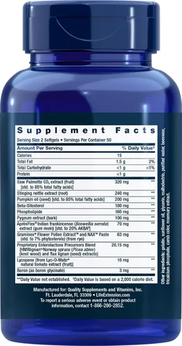Vista 2 de Life Extension Fórmula ultra próstata, 100 cápsulas blandas, suplemento natural para hombres