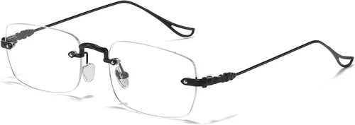 Vista 7 de SODQW Rimless Blue Light GLasses for Women Office-Siren Bayonetta Non Prescription Metal Rectangle Frameless Eyewear