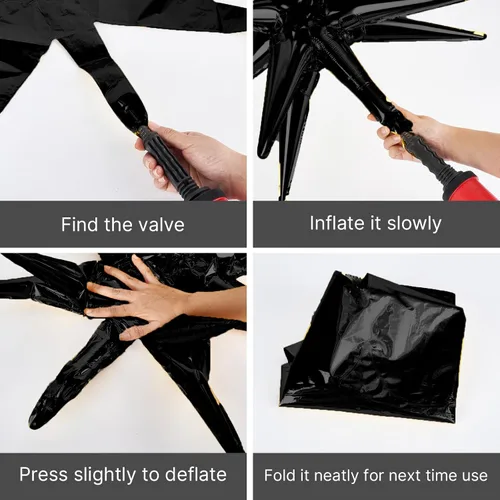 Vista 6 de Globos de papel de aluminio con forma de estrella negra de PartyWoo, 2 piezas de 42 pulgadas, grandes, con puntas explosivas, de Mylar