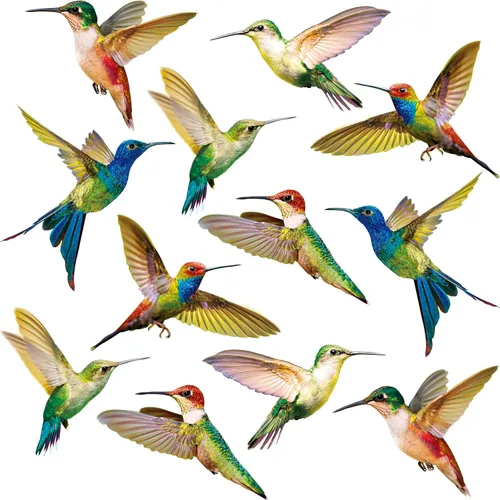 Vista 8 de Blulu 6 piezas de calcomanías de ventana de colibrí de gran tamaño, calcomanías anticolisión para evitar golpes de pájaros en el vidrio