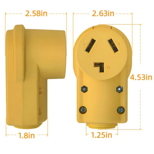 Vista 4 de Receptáculo NEMA 10-30R, 30 amperios, 125/250 voltios, conector de 3 cables de 3 polos, 30 A CA de grado industrial, enchufe hembra de grado