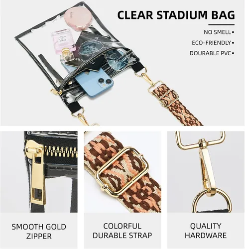 Vista 4 de WEIMZC - Bolsa transparente aprobada para estadios, correa de hombro ajustable, bolsa cruzada transparente para conciertos, eventos deportivos