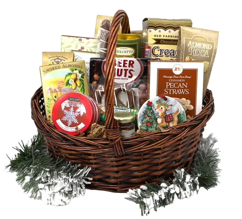 Vista 2 de Gift Basket Village: Bountiful Holiday Harvest - Juego de frutos secos gourmet, dulces, mermelada, velas y adornos