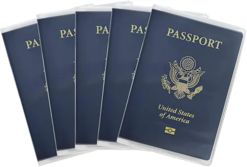 Vista 12 de Funda impermeable transparente para pasaporte, protector de pasaporte de plástico, artículos esenciales de viaje, unisex para adultos, con funda