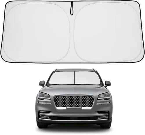 Vista 90 de Proadsy Parasol para parabrisas Rivian R1S 2022-2025 2026 de 4 capas plegable, protector de parasol frontal que bloquea los rayos UV, mantiene