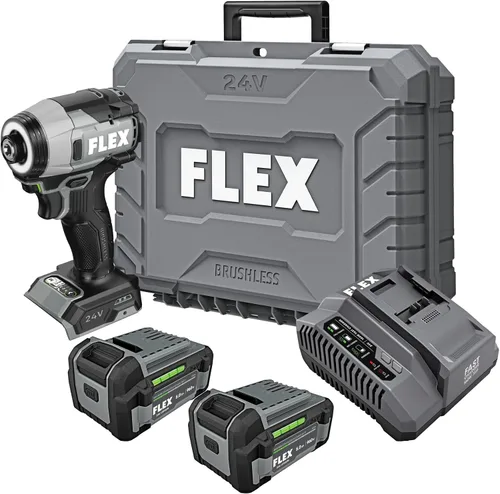Vista 12 de FLEX FX1331-1A taladro inalámbrico sin escobillas de 24V 1/4-pulgada compacto con modo de tornillo autoperforante, kit con batería de litio de 2.5Ah