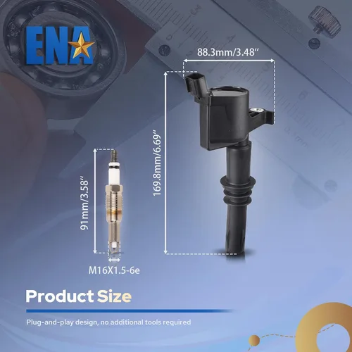 Vista 9 de ENA - Juego de 8 bujías de platino y 8 bobinas de encendido compatibles con Ford F150, F-150 Expedition, F-250 Super Duty, F-350 Super Duty