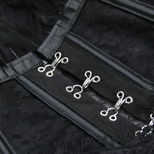 Vista 4 de Charmian Chaqueta Bolero de plumas de encaje con accesorios góticos steampunk para mujer