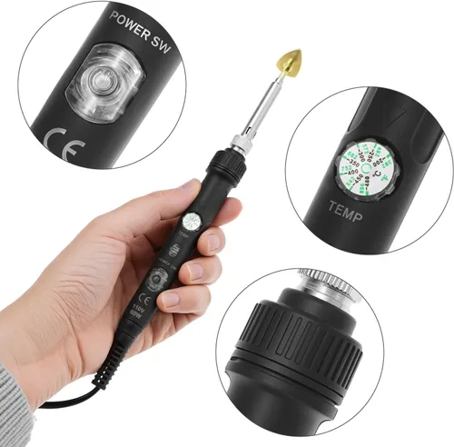 Vista 4 de QWORK Kit de soldadura de plástico para reparación de superficies - 80W, 110V, temperatura ajustable 392.0-896.0 °F con juego completo