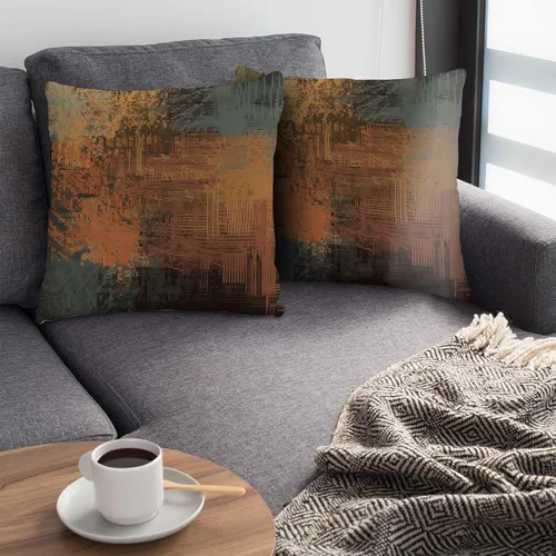 Vista 5 de Juego de 2 fundas de almohada, arte abstracto de 16 x 16 pulgadas, decoración del hogar, fundas de almohada cuadradas decorativas para sofá
