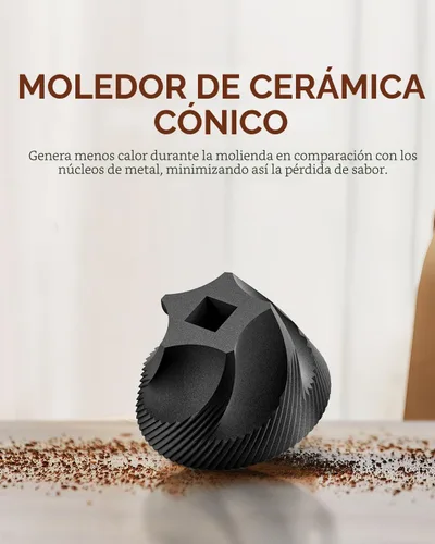 Vista 6 de CIRCLE JOY Mini molinillo de café manual con 40 ajustes externos ajustables y rebabas cónicas de cerámica, molinillo de café portátil de acero