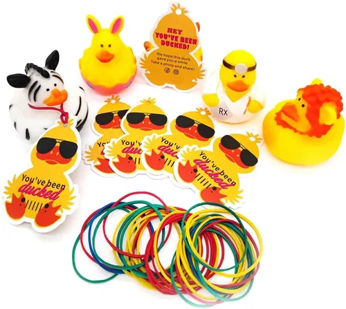 Vista 5 de Etiquetas de pato, You've Been Ducked, lindas etiquetas de pato amarillo y negro para automóvil, tarjeta de juego de patito de pato, tarjeta de pato