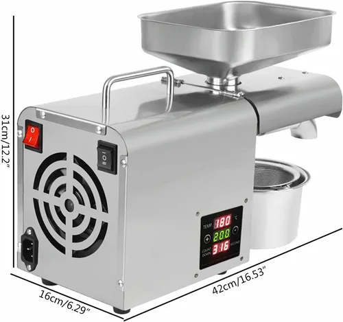 Vista 4 de Máquina automática de prensa de aceite, extractor eléctrico de aceite esencial, máquina exprimidora de aceite de acero inoxidable, prensa de aceite