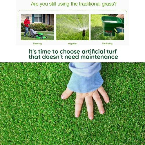 Vista 3 de Alfombra de césped artificial realista de 0.8 pulg, césped sintético para interior y exterior, para jardín, césped para mascotas, alfombra de césped