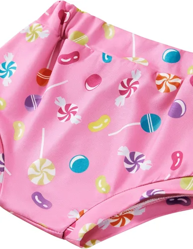 Vista 9 de ESHOO Conjunto de mameluco para bebé niña con estampado de caramelo, pantalones acampanados, diadema