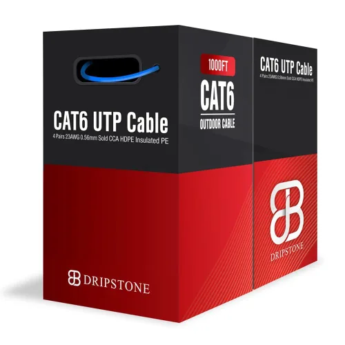 Vista 9 de Dripstone Cable Ethernet de entierro directo CAT6 23AWG CCA UTP sólido, aislamiento de HDPE impermeable, cubierta de polietileno (PE) para Negro
