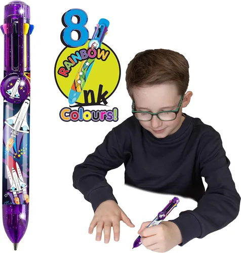 Vista 8 de Bolígrafo mariposa de Deluxebase. Bolígrafo retráctil multicolor 8 en 1 con diseño de animales lindos. Bolígrafo de escritura de tinta suave