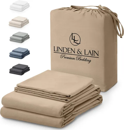 Vista 12 de Linden & Lain Juego de sábanas de lujo tamaño Queen Sábanas de cama orgánicas ultra suaves Viscosa derivada de bambú Microfibra Bolsillo
