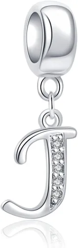 Vista 114 de ABUN Abalorio de plata de ley 925 con letra A a la Z, espaciador de inicial, con circonita cúbica transparete colgante, auténtica, para pulseras