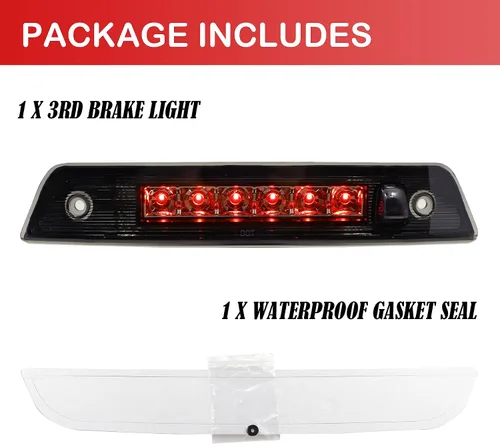 Vista 3 de Tercera luz de freno LED, luz de freno trasera de montaje alto, lámpara de carga para Jeep Grand Cherokee 2005-2010 (lente ahumado+carcasa cromada)