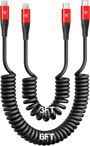 Vista 11 de Paquete de 2 cables de carga USB C a USB C en espiral para automóvil, cable de carga rápida USBC tipo C compatible con 17/1615/15 Plus/15 Pro/15 Pro