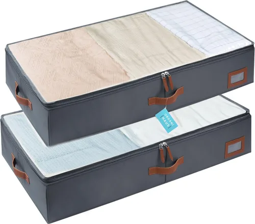 Vista 10 de OrganiHaus Contenedores de almacenamiento debajo de la cama, cubos de almacenamiento y organización para dormitorio, organizador de ropa