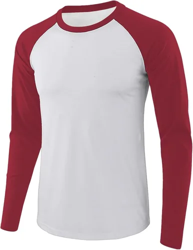 Vista 17 de Camiseta de béisbol para hombre, manga larga, cuello redondo, algodón, raglán, casual, dinámica