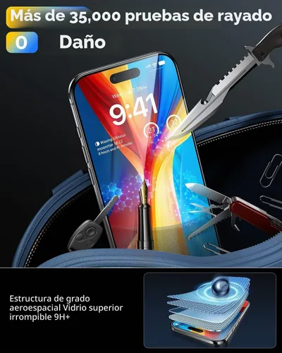 Vista 5 de MRGLAS TOP 9H+ - Paquete de 2 protectores de pantalla para iPhone 17 con protector de lente de cámara