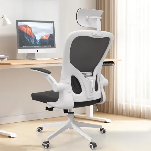 Vista 12 de Silla de oficina ergonómica, silla de escritorio de malla con reposacabezas ajustable y reposabrazos 2D, sillas de computadora con soporte lumbar