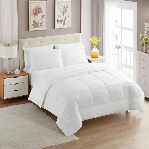 Vista 13 de Sweet Home Collection Juego de edredón de 7 piezas de color sólido para todas las estaciones, manta alternativa de plumón suave y lujosas sábanas