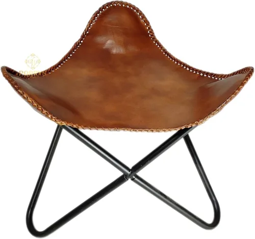 Vista 10 de Pie plegable de mariposa de cuero Acento de salón, camping, caminar, caza, senderismo, pesca, viajes (beige)