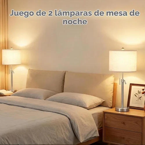 Vista 4 de Qingmiao Juego de 2 lámparas de mesa ajustables de 22 a 30 pulgadas para dormitorio, lámparas de mesa auxiliares regulables para sala de estar