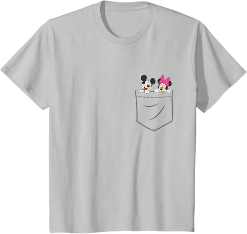 Vista 25 de Disney Mickey & Minnie Mouse - Camiseta de bolsillo pequeño para pareja