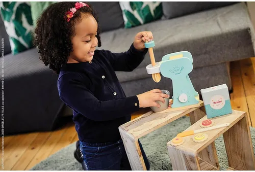 Vista 3 de Janod - Juego de mezclador pequeño de madera - Juguete de cocina Make-Believe - 6 accesorios incluidos - Adecuado para edades de 8 años en adelante