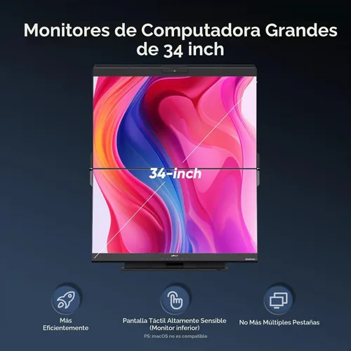 Vista 5 de MP Geminos X Mobile Pixels - Monitor de computadora apilado doble (2 x 24 pulgadas), estación de trabajo todo incluido, carga USB-C de 65 W