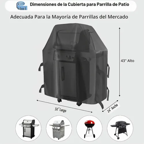 Vista 2 de OutdoorLines Cubierta Impermeable de Servicio Pesado para Parrilla BBQ - Cubiertas Universales para Parrilla de Barbacoa Resistentes a UV, Cubierta