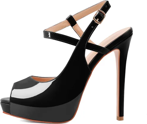 Vista 9 de Joseywade Sandalias de tacón alto con plataforma para mujer, sandalias de tacón alto con punta abierta, zapatos de vestir de fiesta de tacón