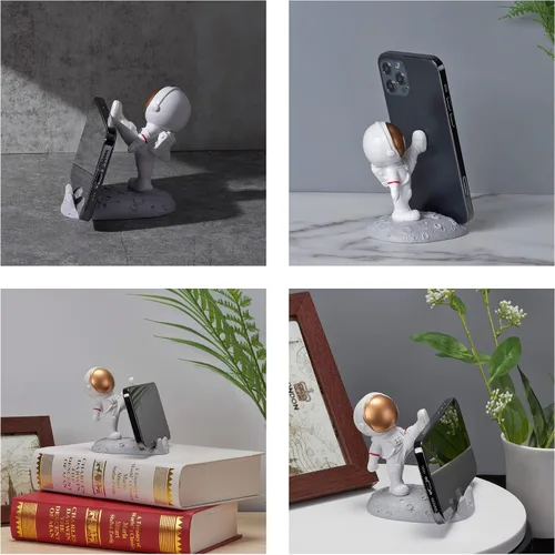 Vista 6 de Soporte de teléfono celular astronauta creativo Spaceman para adornos de escritorio, pierna pateada
