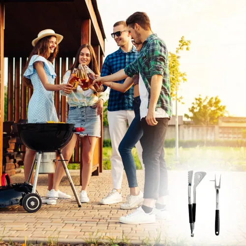 Vista 4 de BBQ Dragon - Utensilios de parrilla - Juego de herramientas para barbacoa - Espátula, tenedor, pinzas combinadas en 2 accesorios para barbacoa
