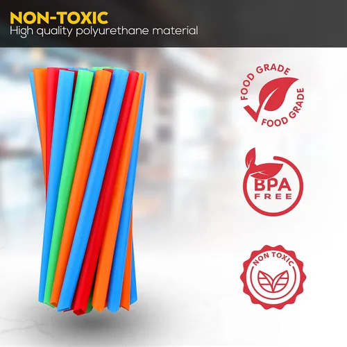 Vista 4 de 50 pajitas Boba envueltas individualmente, batido de plástico multicolor, batido gigante, pajitas grandes desechables de boca ancha