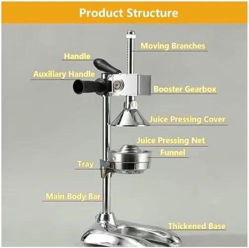 Vista 3 de Exprimidor manual de cítricos, exprimidor de cítricos de grado comercial, máquina exprimidora para comerciales, incluye 2 moldes y 2 exprimidores