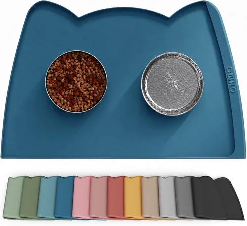 Vista 13 de OHMO - Tapete de silicona para comida para gatos, tapete de alimentación de mascotas para el piso, antideslizante e impermeable, bandeja para agua