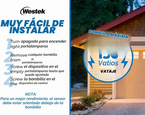 Vista 5 de Westek OMLC3BC-4 OMLC163BC Control de luz con detección de movimiento, blanco