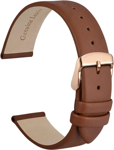 Vista 54 de WOCCI Correa de reloj elegante de 0.315 in de ancho, correa de repuesto de cuero genuino con hebilla dorada (negro)