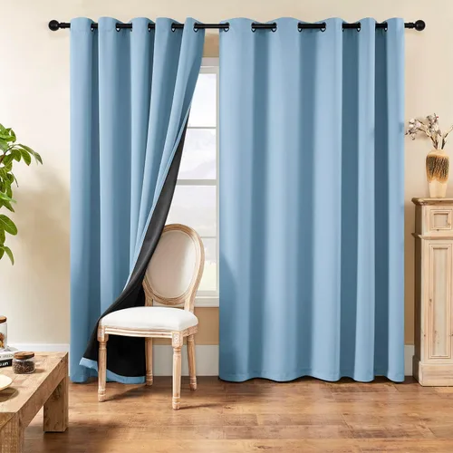 Vista 25 de Rutterllow - Cortinas 100% opacas, paneles de cortina con ojales, aislamiento térmico y bloqueo de luz para habitación y sala de estar