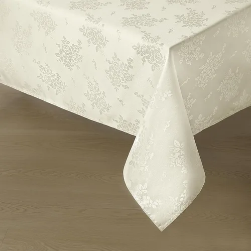 Vista 18 de Romanstile Mantel rectangular de jacquard, resistente al agua, elegante, con patrón floral de rosa damasco, mantel decorativo de poliéster lavable