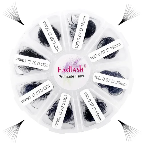 Vista 18 de Extensiones de pestañas de volumen Premade Fans Extensiones de pestañas 10D C/D rizadas