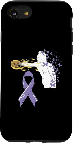 Vista 13 de Funda para iPhone 14 con cinta de concientización sobre el cáncer, color lavanda, sobreviviente de lucha contra el cáncer